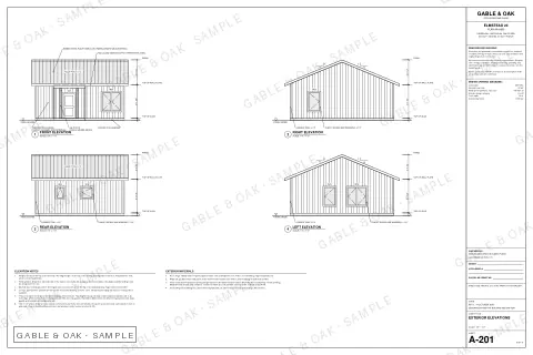 Exterior elevations, drawing sheet