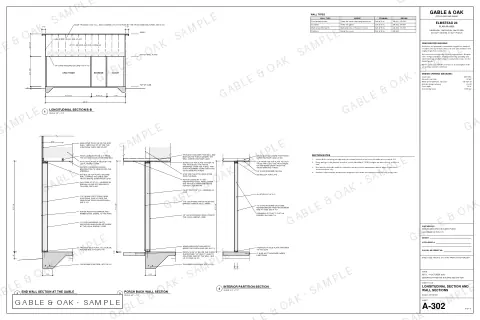 Longitudinal section and wall sections, drawing sheet