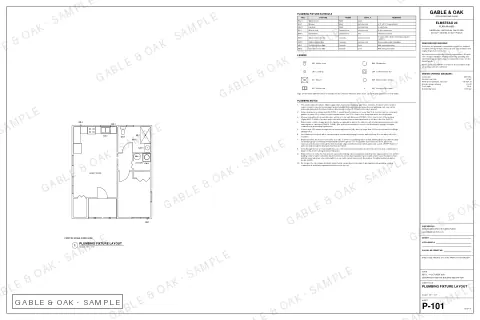 Plumbing fixture layout, drawing sheet