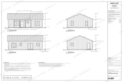 Exterior elevations, drawing sheet