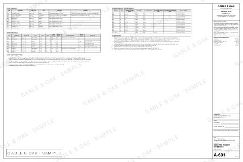 Door and window schedules, drawing sheet