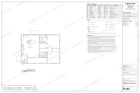 Plumbing fixture layout, drawing sheet