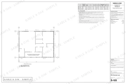 Wall bracing plan, drawing sheet