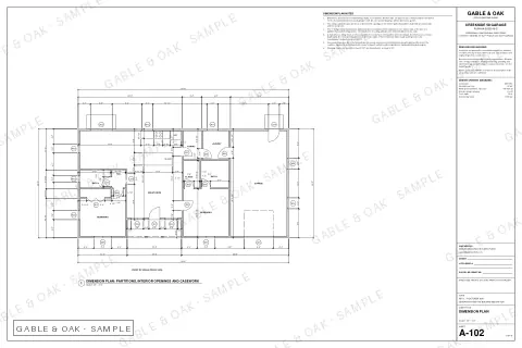 Dimension plan, drawing sheet