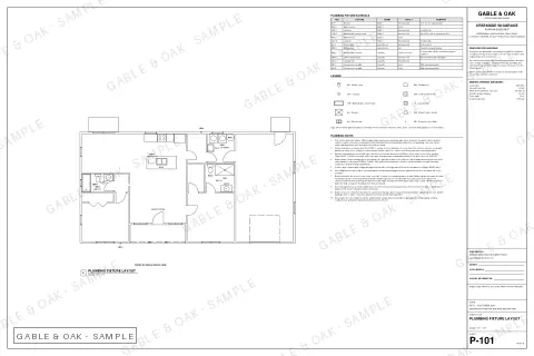 Plumbing fixture layout, drawing sheet