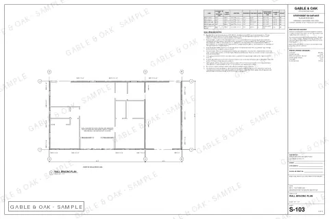 Wall bracing plan, drawing sheet