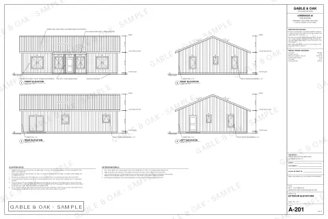 Exterior elevations, drawing sheet