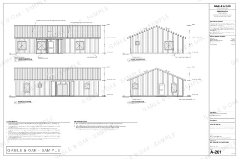 Exterior elevations, drawing sheet