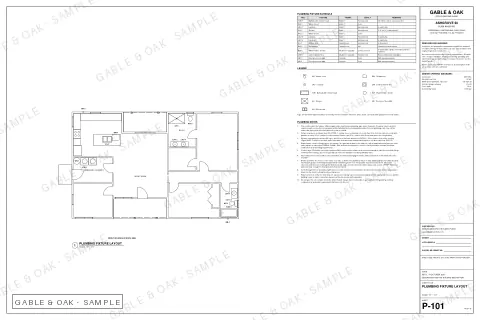 Plumbing fixture layout, drawing sheet