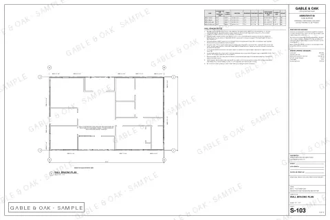 Wall bracing plan, drawing sheet