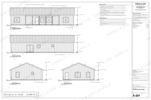 Exterior elevations, drawing sheet
