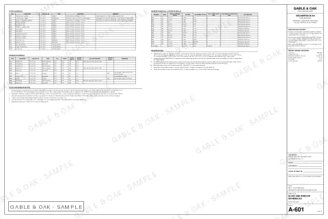 Door and window schedules, drawing sheet