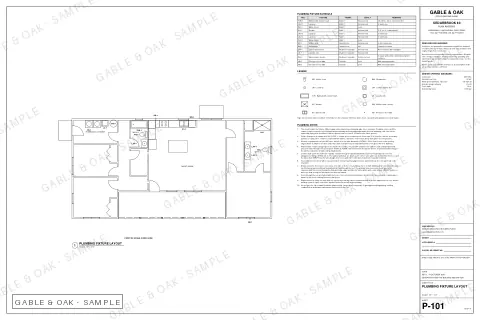 Plumbing fixture layout, drawing sheet