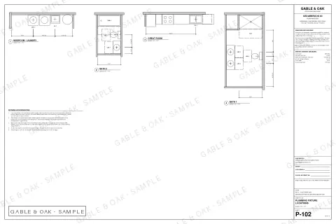 Plumbing fixture locations, drawing sheet