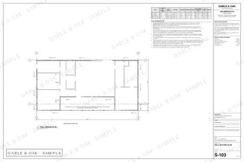 Wall bracing plan, drawing sheet