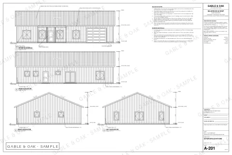 Exterior elevations, drawing sheet