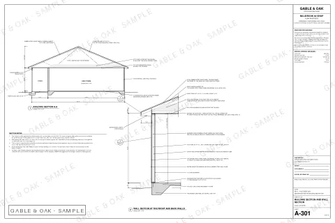Building section and wall section, drawing sheet