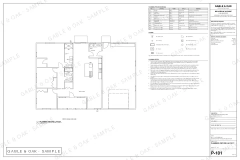Plumbing fixture layout, drawing sheet