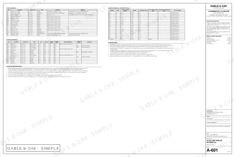 Door and window schedules, drawing sheet
