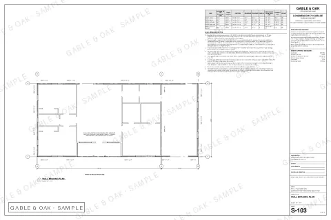 Wall bracing plan, drawing sheet