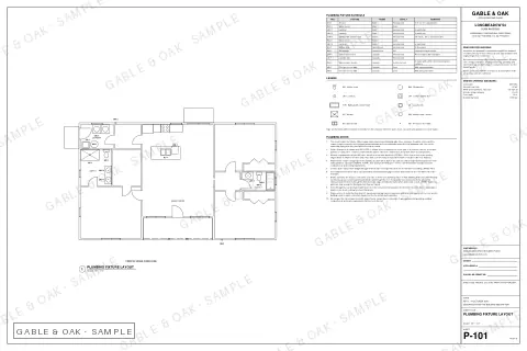 Plumbing fixture layout, drawing sheet