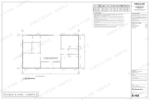 Wall bracing plan, drawing sheet