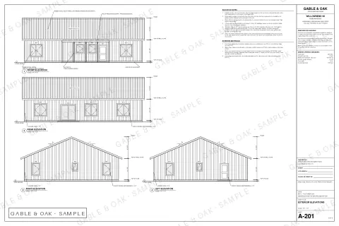Exterior elevations, drawing sheet