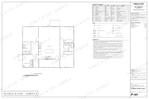 Plumbing fixture layout, drawing sheet