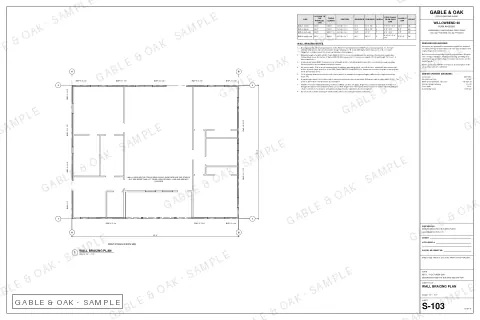 Wall bracing plan, drawing sheet