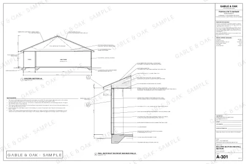 Building section and wall section, drawing sheet