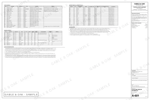 Door and window schedules, drawing sheet