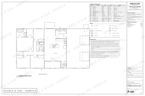 Plumbing fixture layout, drawing sheet