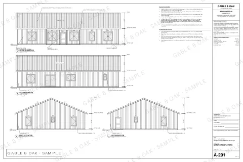 Exterior elevations, drawing sheet