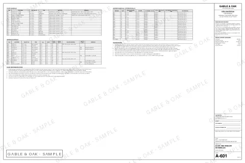 Door and window schedules, drawing sheet