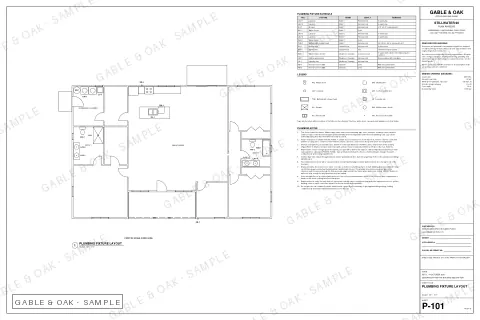 Plumbing fixture layout, drawing sheet