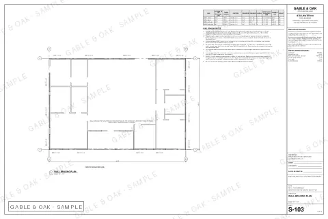 Wall bracing plan, drawing sheet