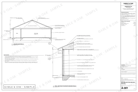 Building section and wall section, drawing sheet