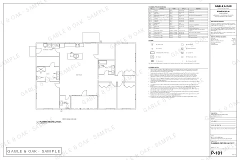 Plumbing fixture layout, drawing sheet