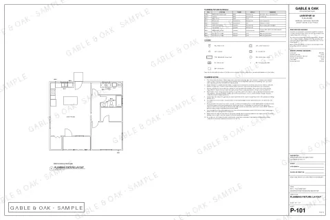 Plumbing fixture layout, drawing sheet