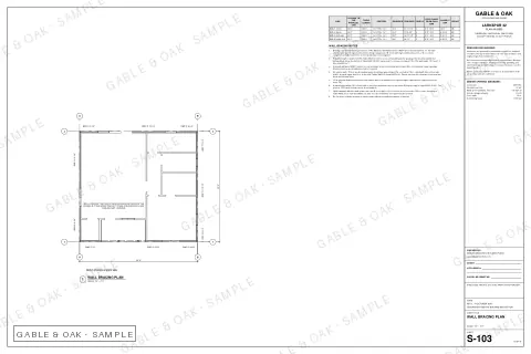 Wall bracing plan, drawing sheet
