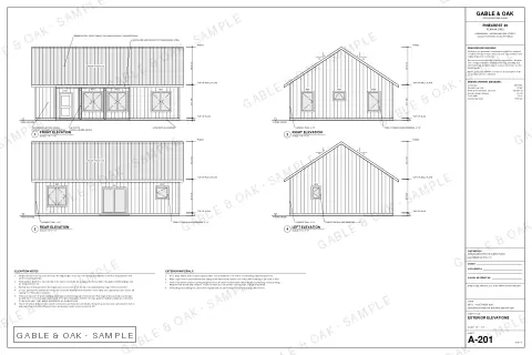 Exterior elevations, drawing sheet