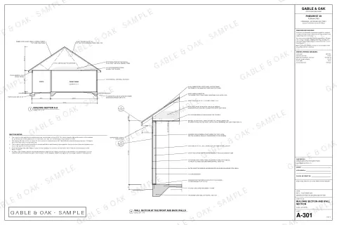 Building section and wall section, drawing sheet