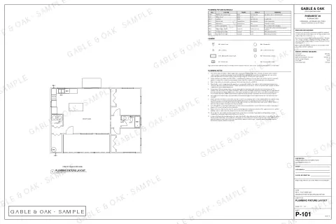 Plumbing fixture layout, drawing sheet