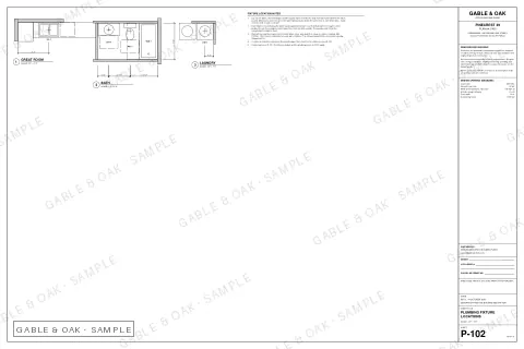 Plumbing fixture locations, drawing sheet