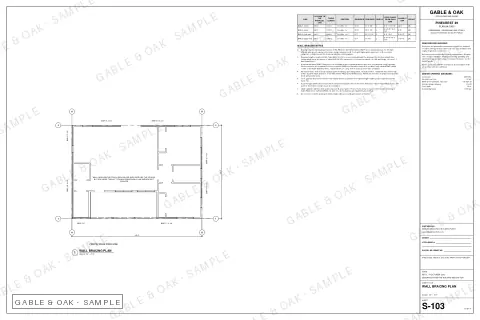Wall bracing plan, drawing sheet