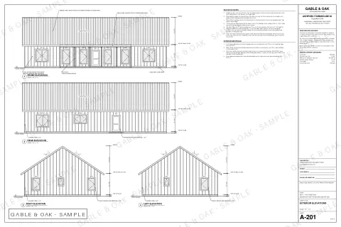 Exterior elevations, drawing sheet