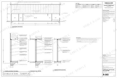 Longitudinal section and wall sections, drawing sheet