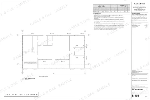 Wall bracing plan, drawing sheet
