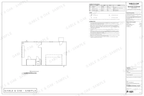 Plumbing fixture layout, drawing sheet