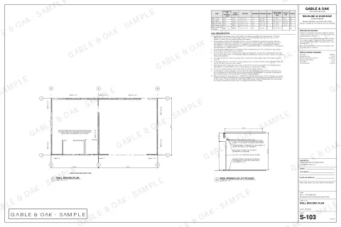 Wall bracing plan, drawing sheet